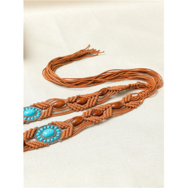 Western Turquoise Hand Woven Beaded Belt