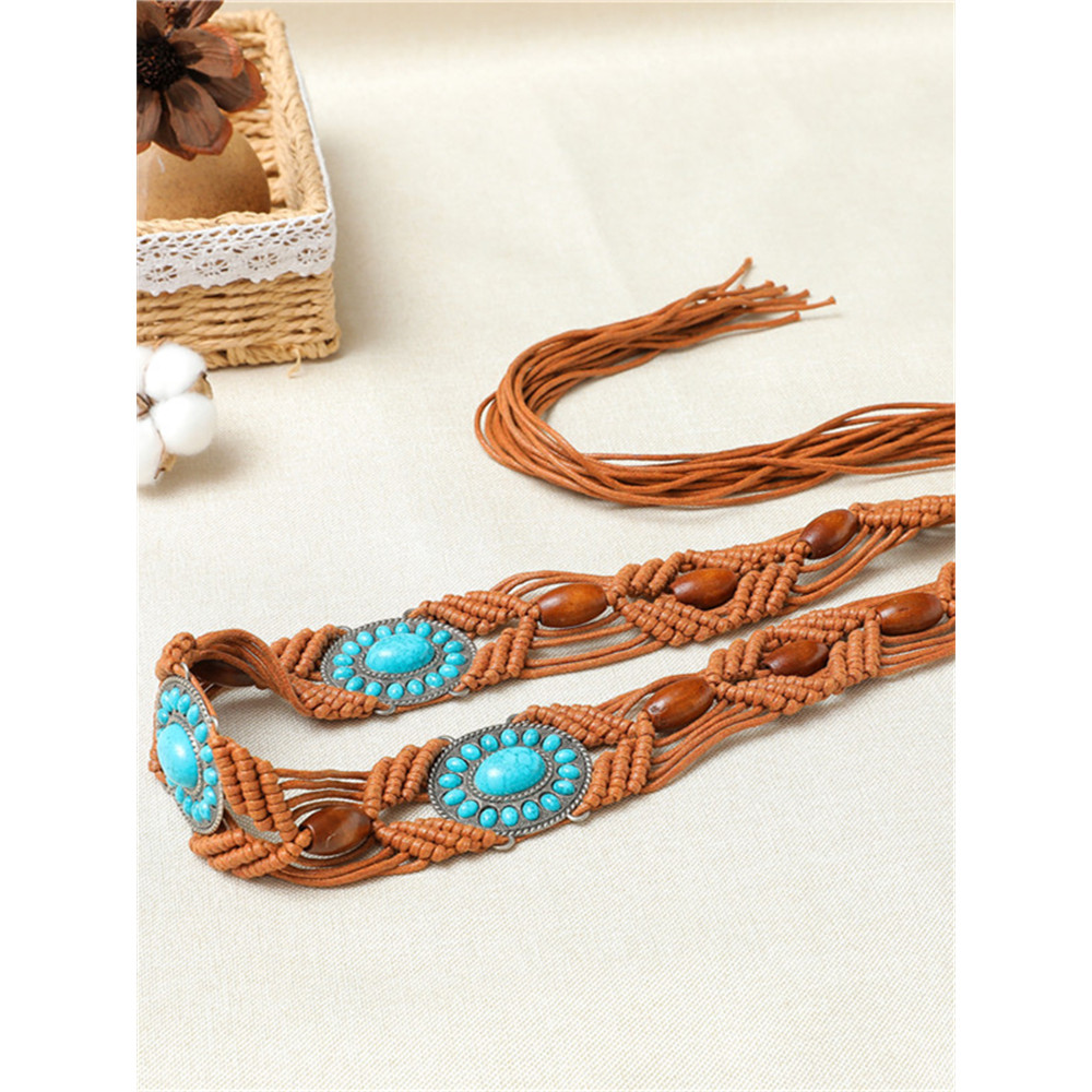 Western Turquoise Hand Woven Beaded Belt