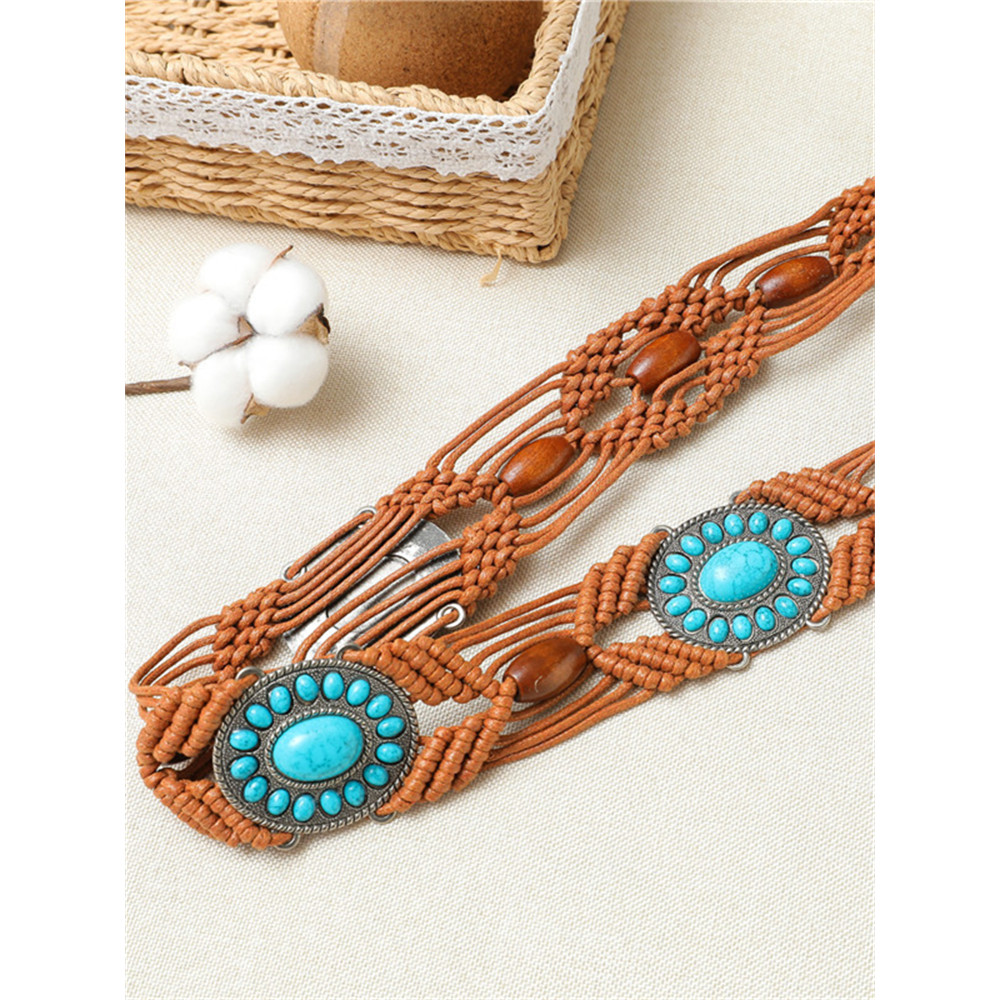 Western Turquoise Hand Woven Beaded Belt