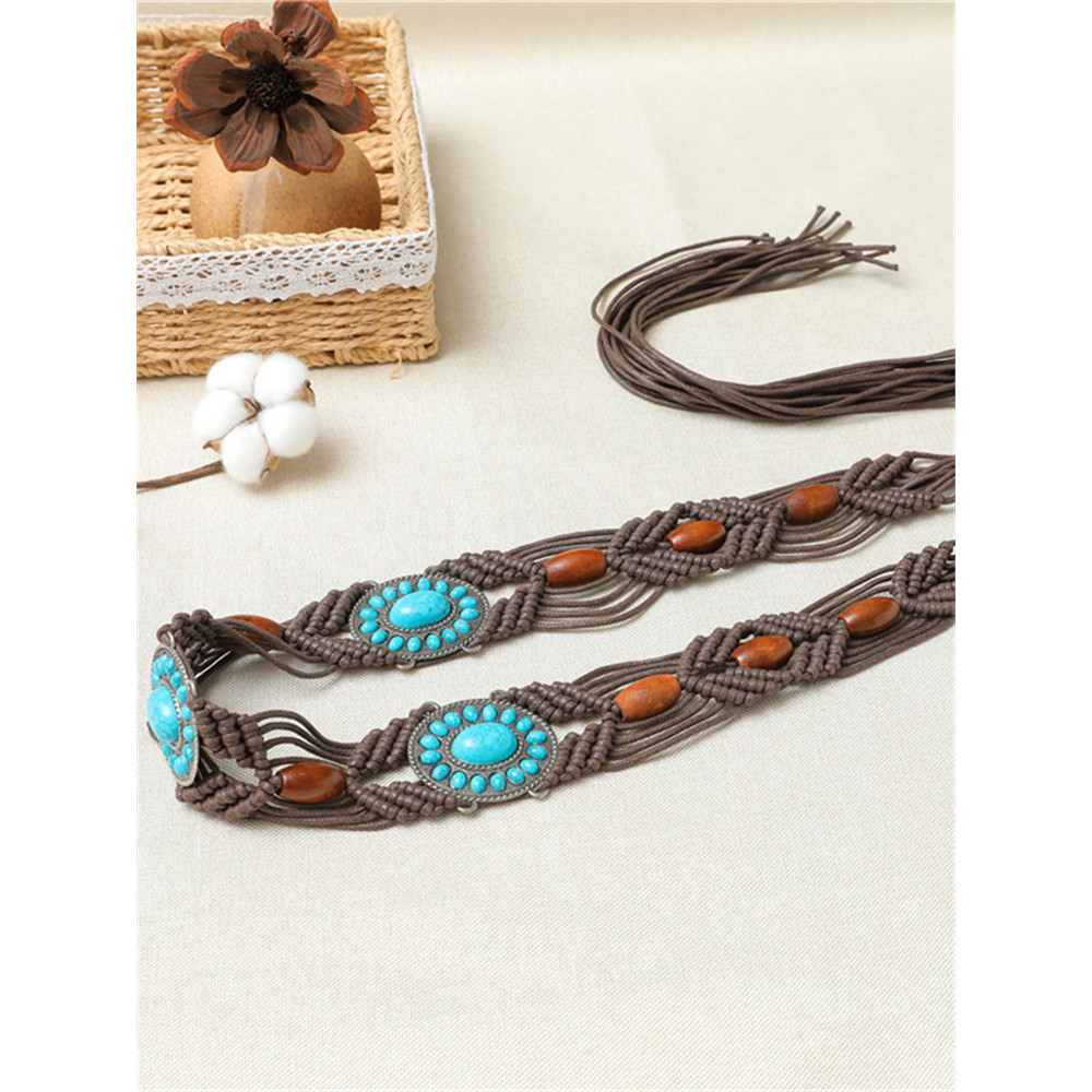 Western Turquoise Hand Woven Beaded Belt