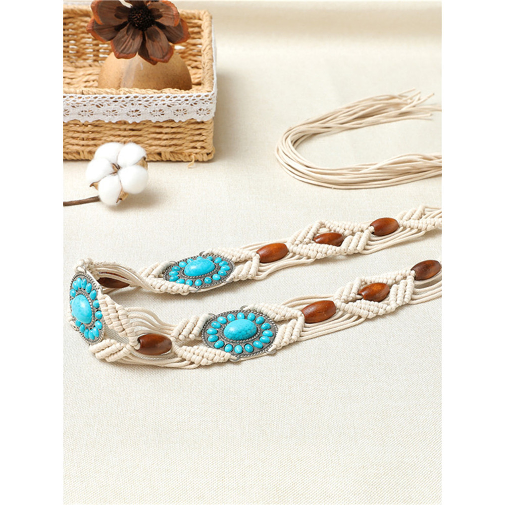 Western Turquoise Hand Woven Beaded Belt