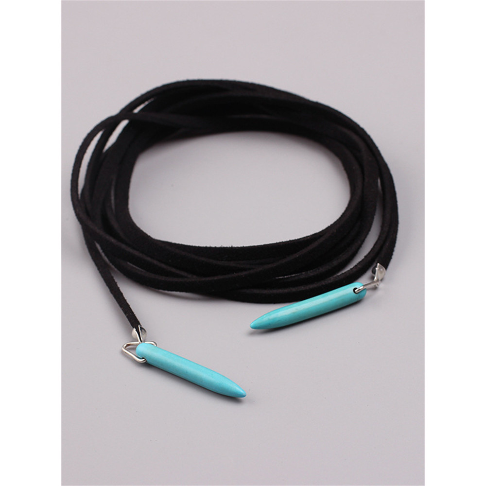 Western Turquoise Pendant Leather Necklace