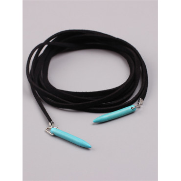 Western Turquoise Pendant Leather Necklace
