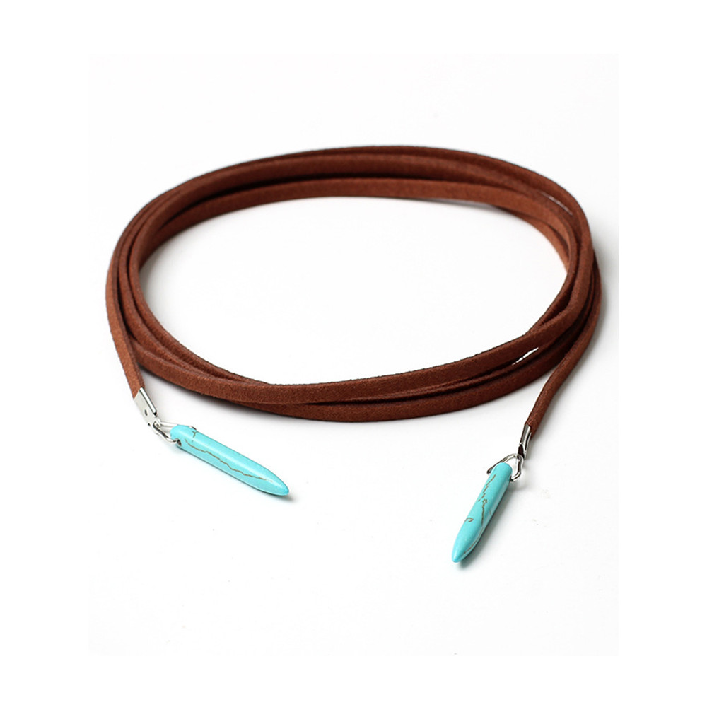 Western Turquoise Pendant Leather Necklace