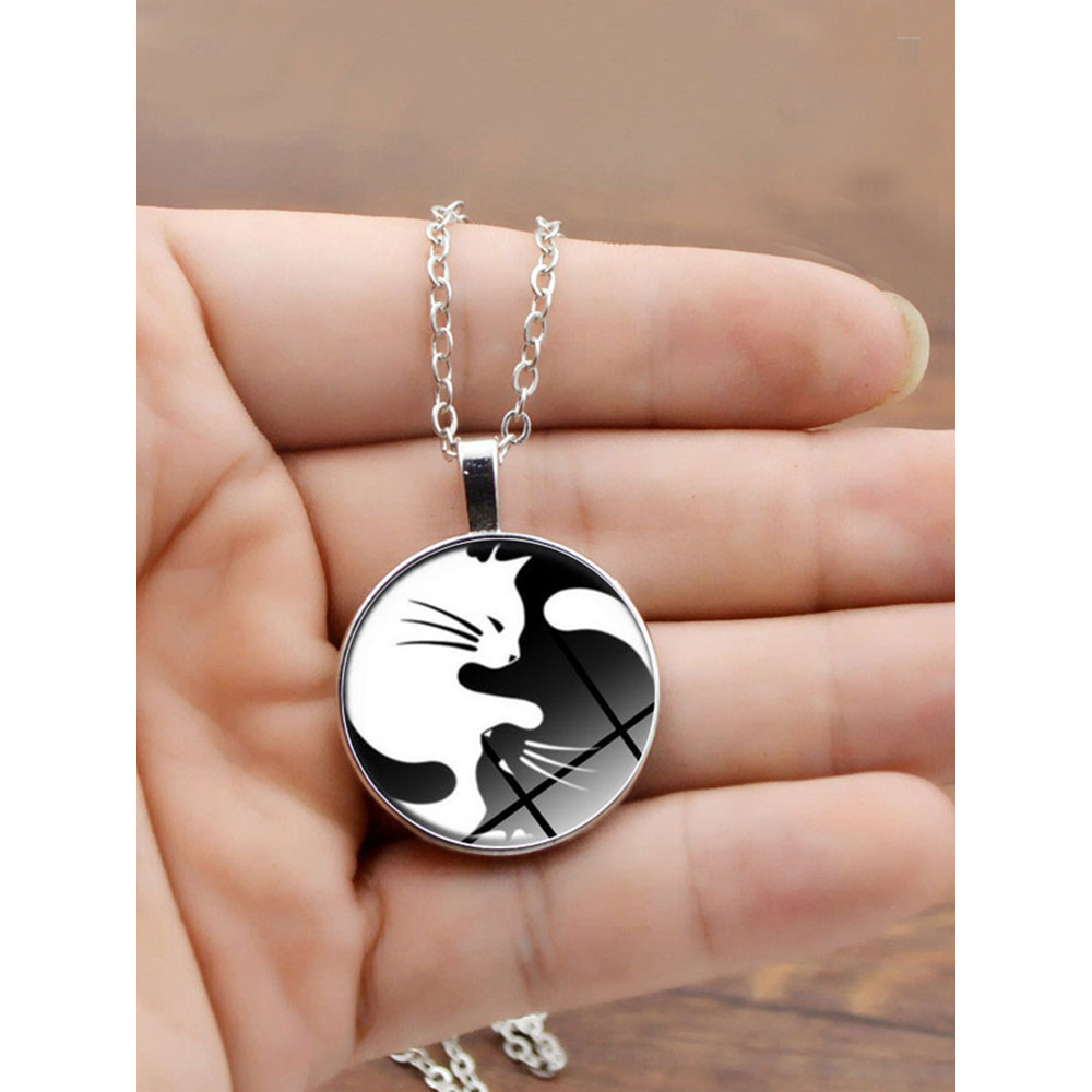 White Cat And Black Cat Couple Necklace