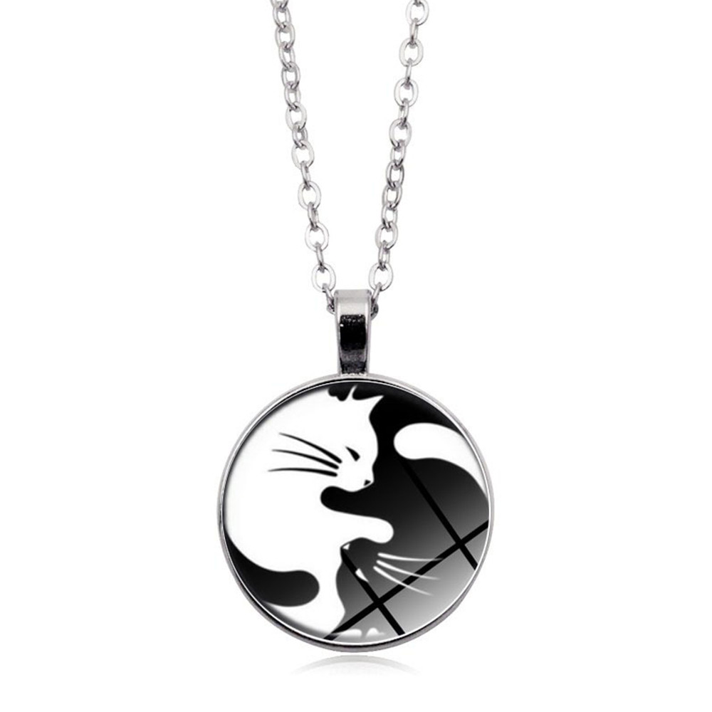 White Cat And Black Cat Couple Necklace