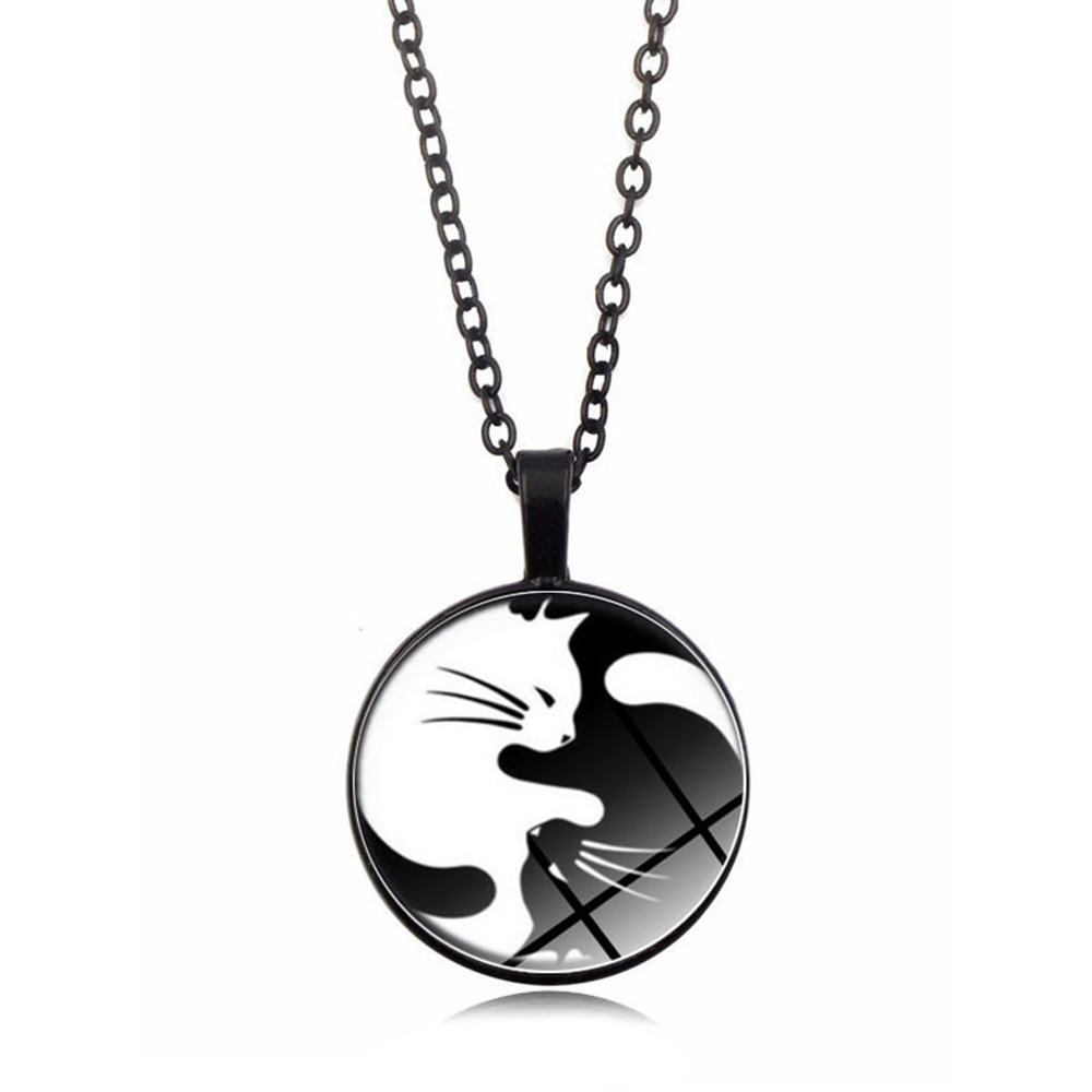White Cat And Black Cat Couple Necklace