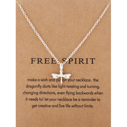 Wish Card Dragon Fly Necklace