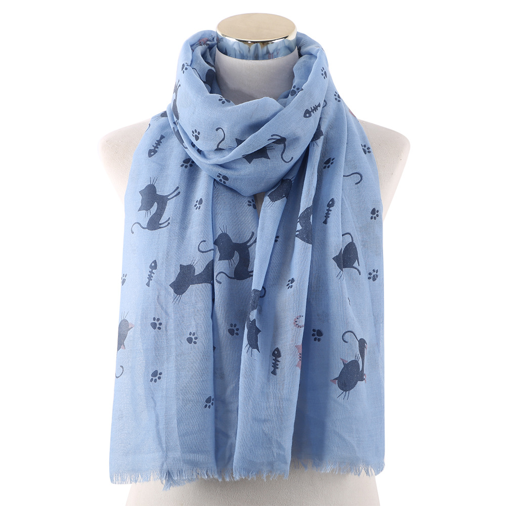 Women's Cute Cat Printed Comfy Shawl Scarf