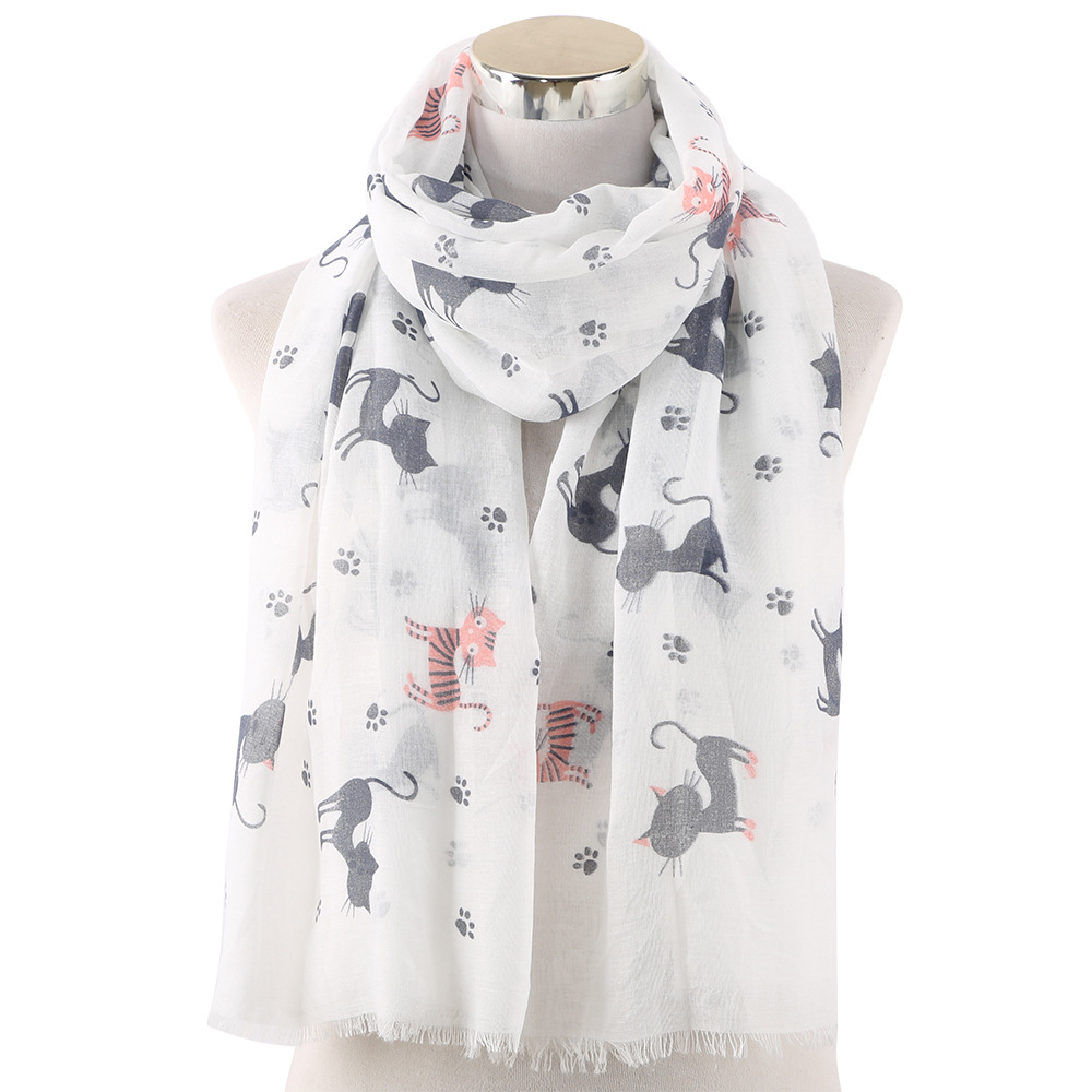 Women's Cute Cat Printed Comfy Shawl Scarf