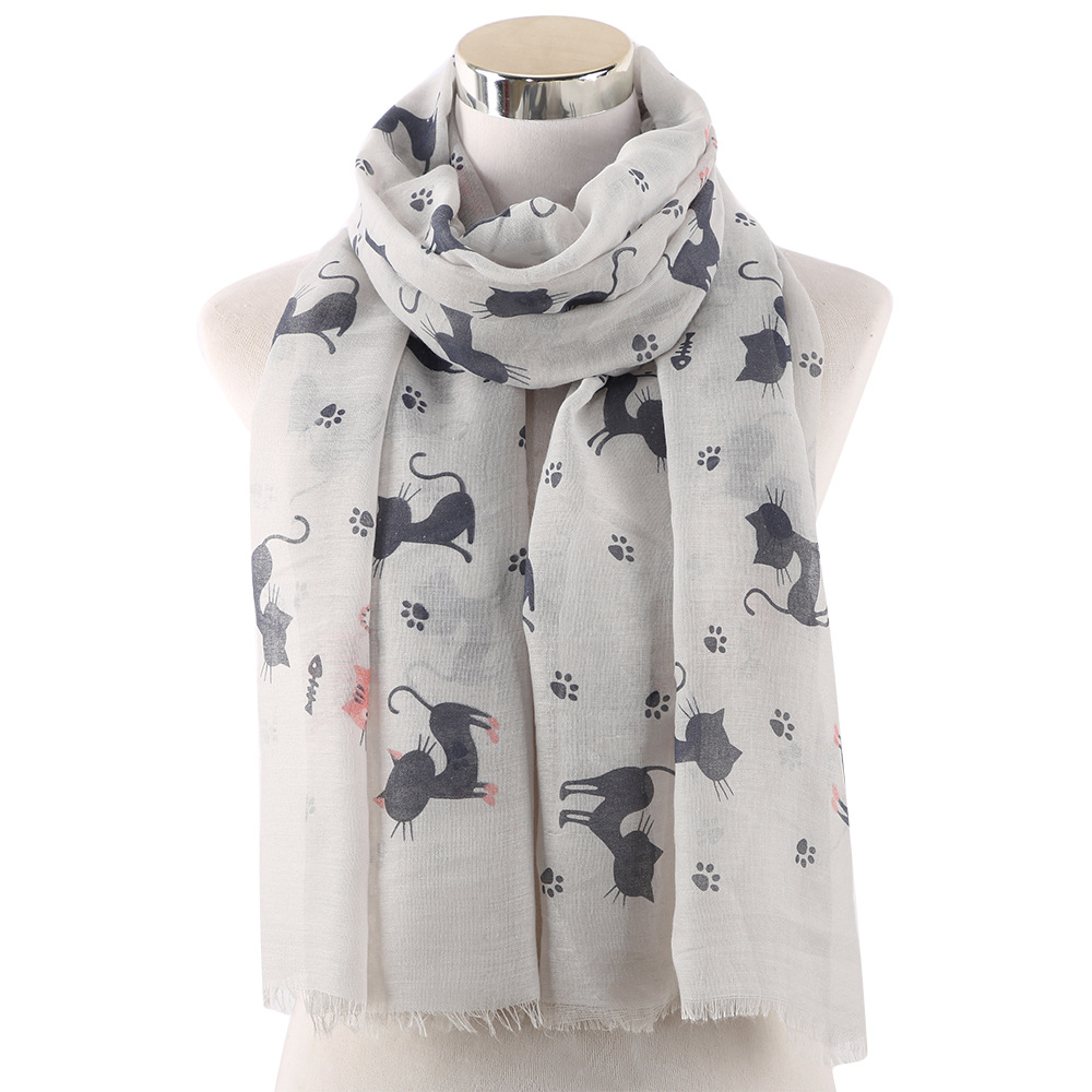 Women's Cute Cat Printed Comfy Shawl Scarf