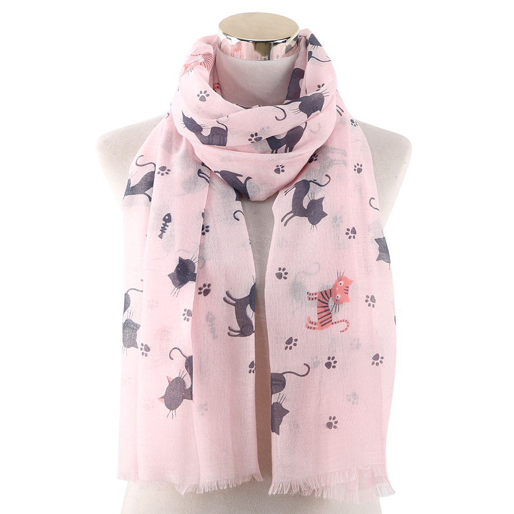 Women's Cute Cat Printed Comfy Shawl Scarf