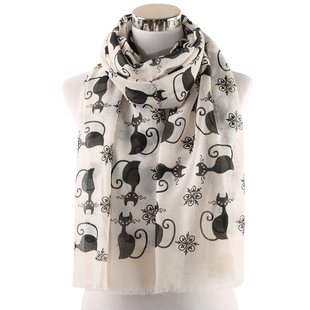 Women's Cute Cat Printed Cozy Shawl Scarf