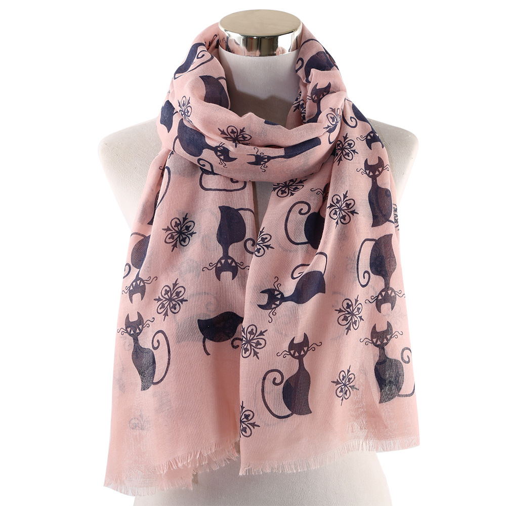 Women's Cute Cat Printed Cozy Shawl Scarf