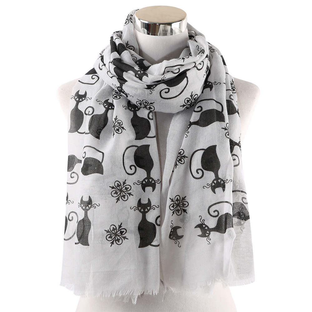 Women's Cute Cat Printed Cozy Shawl Scarf