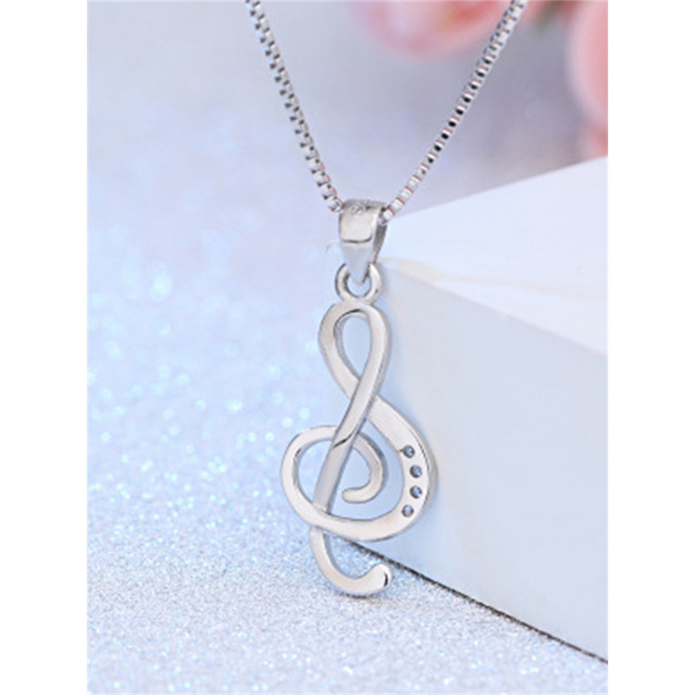Zircon Studded Music Treble Note Necklace