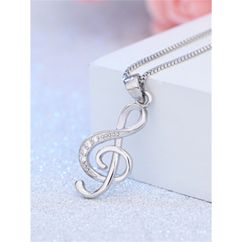Zircon Studded Music Treble Note Necklace