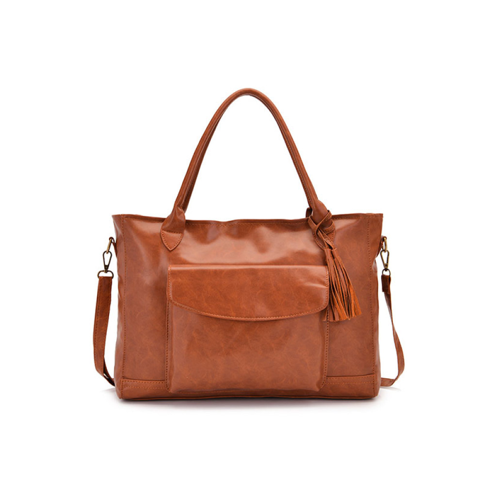 trVintage Handbag Oil Wax Leather Large-Capacity Luggage Bag