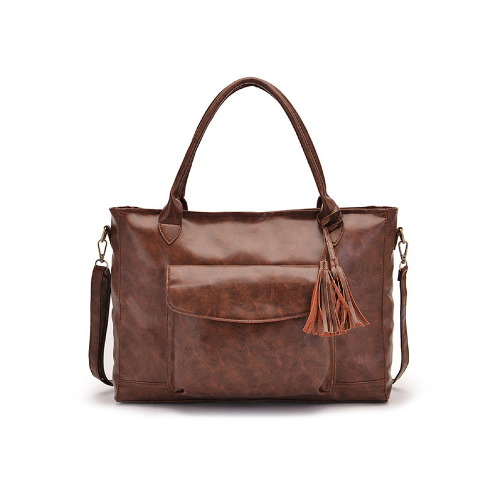 trVintage Handbag Oil Wax Leather Large-Capacity Luggage Bag