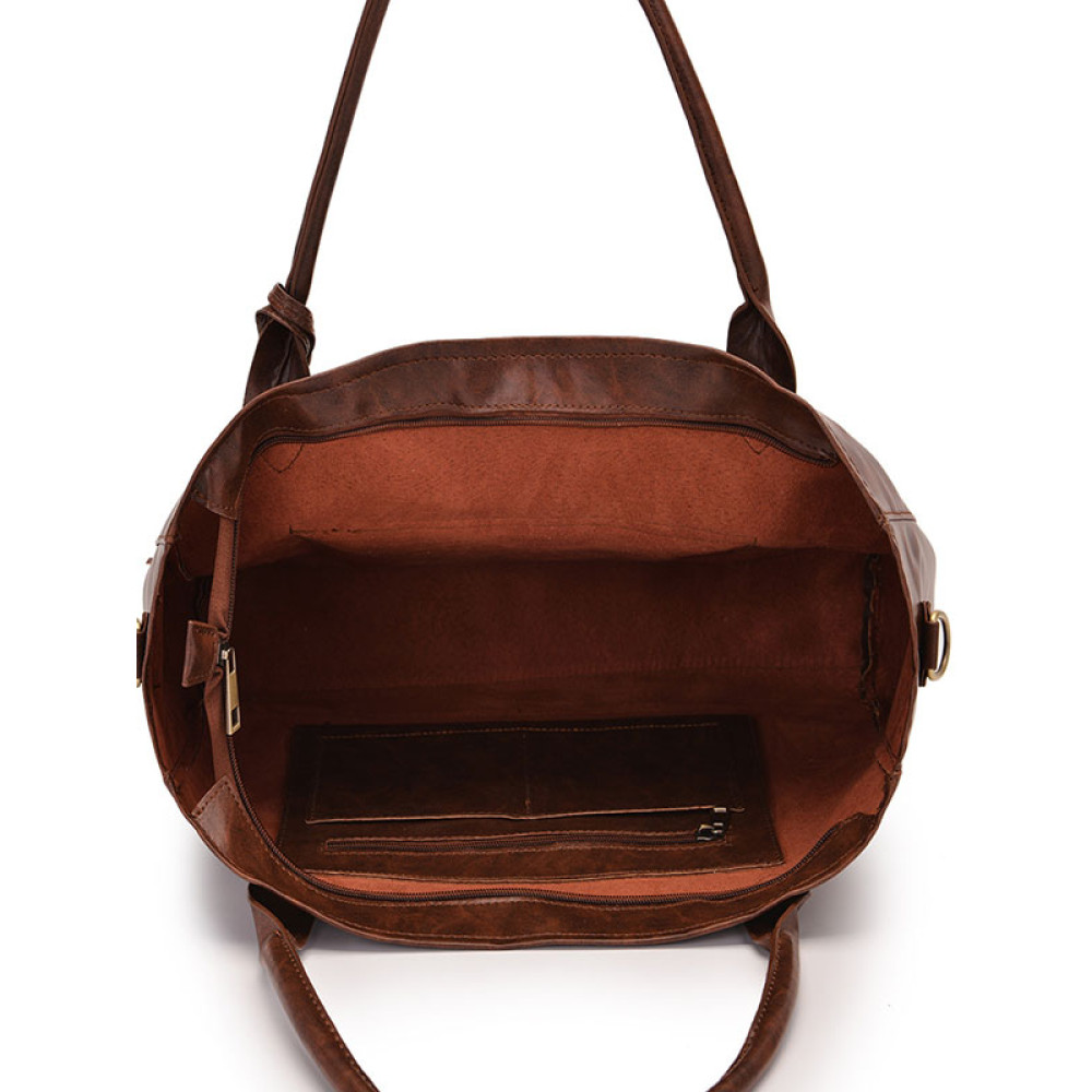 trVintage Handbag Oil Wax Leather Large-Capacity Luggage Bag
