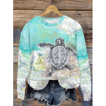 A Lively And Colorful Turtle Print Sweatshirt