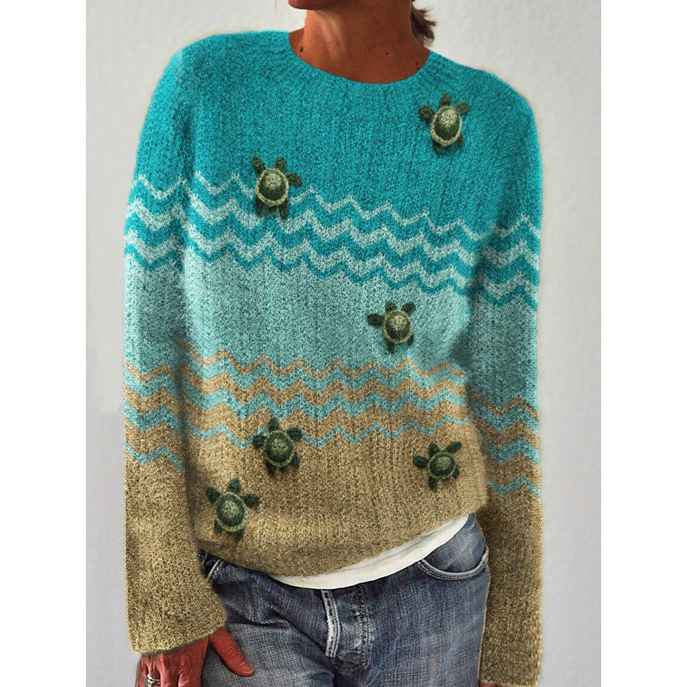 Baby Sea Turtles Beach Inspired Colorblock Cozy Sweater