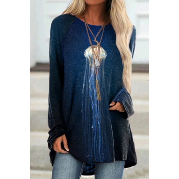 Casual Jellyfish Print Long Sleeve Tunic