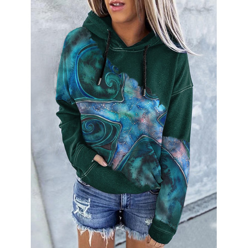 Casual Starfish Print Long Sleeve Sweatshirt