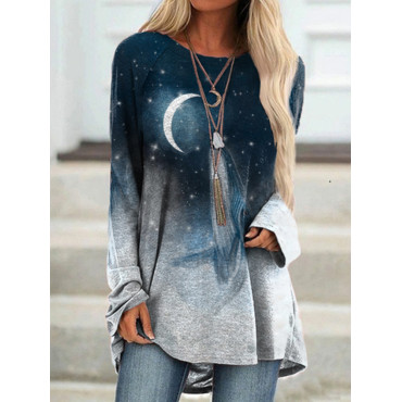 Casual Whale Star Print Crew Neck Tunic