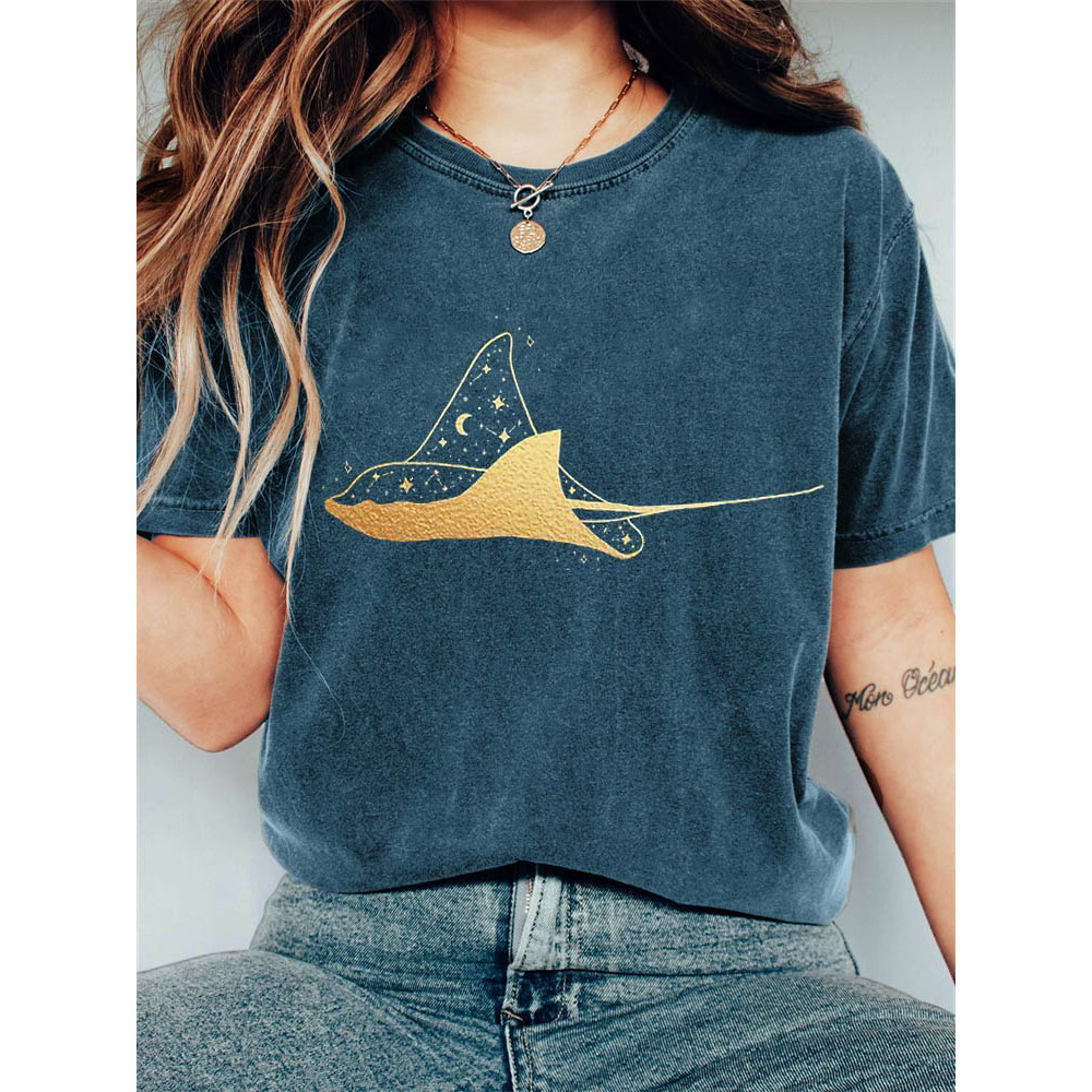 Celestial Skate Gold Art Vintage Washed T Shirt