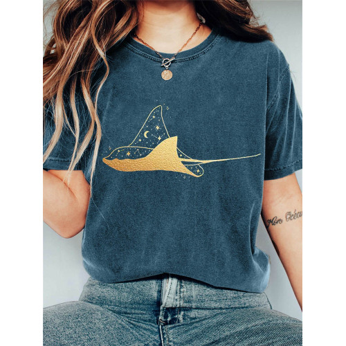 Celestial Skate Gold Art Vintage Washed T Shirt