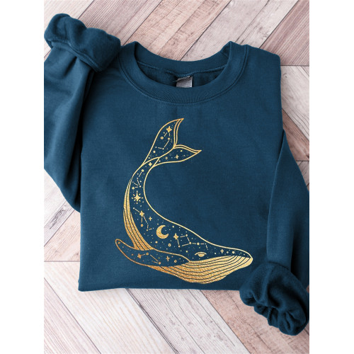 Celestial Whale Gold Art Comfy Sweatshirt