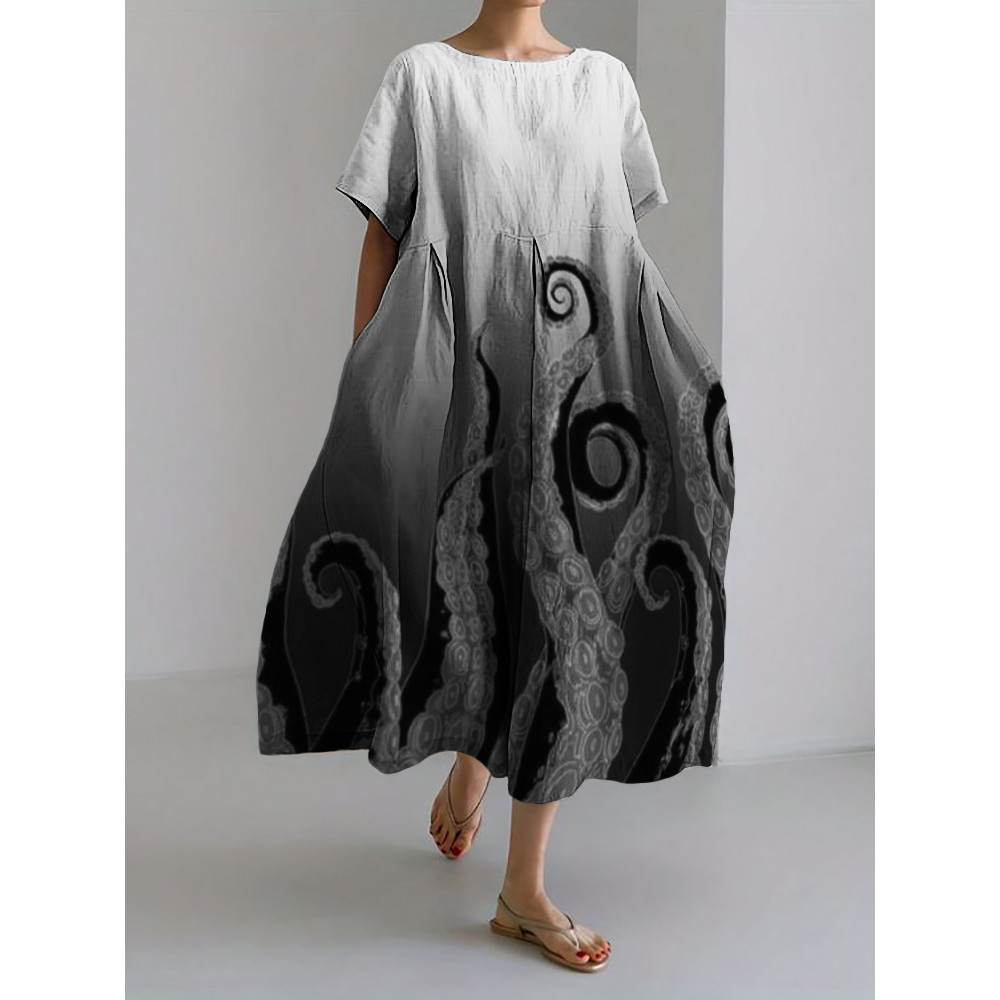Classy Evil Tentacles Gradient Linen Blend Maxi Dress
