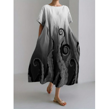 Classy Evil Tentacles Gradient Linen Blend Maxi Dress