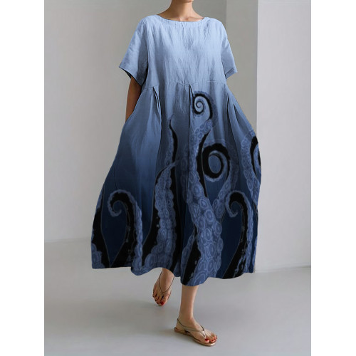 Classy Evil Tentacles Gradient Linen Blend Maxi Dress
