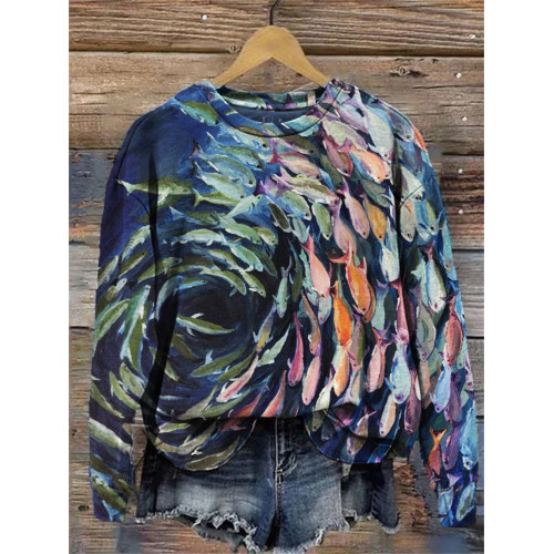 Cluster of Fish Oil Painting Comfy Sweatshirt
