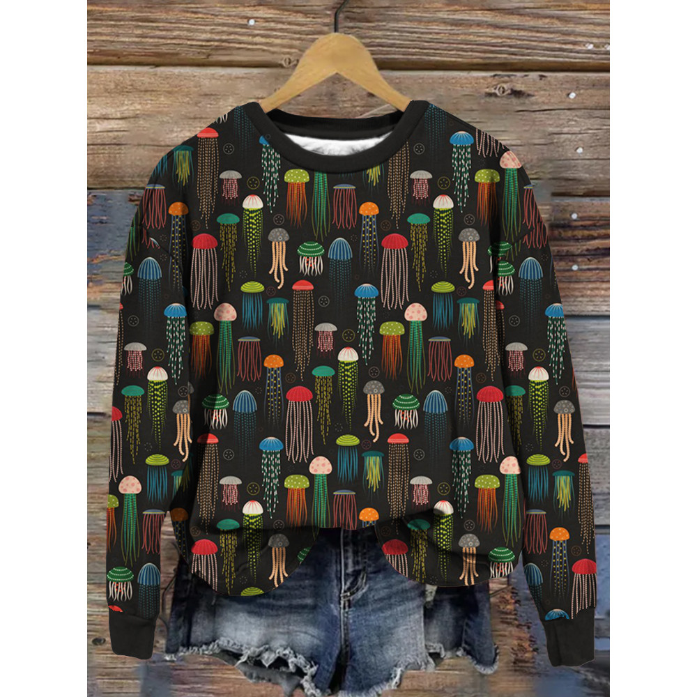 Colorful Jellyfish Art Graphic Comfy Sweatshirt