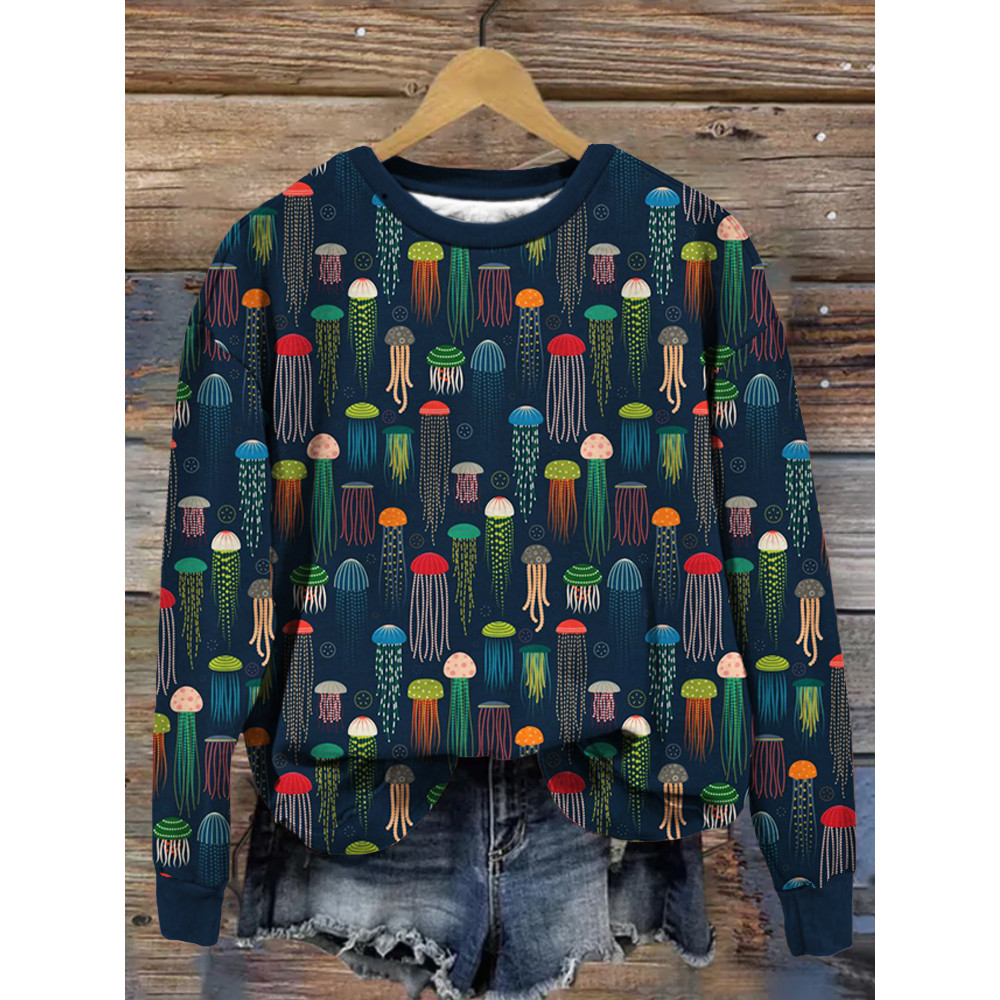 Colorful Jellyfish Art Graphic Comfy Sweatshirt