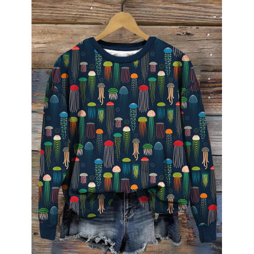 Colorful Jellyfish Art Graphic Comfy Sweatshirt