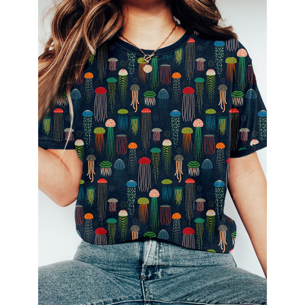 Colorful Jellyfish Art Graphic Comfy T Shirt