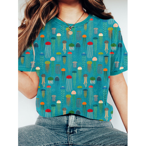 Colorful Jellyfish Art Graphic Comfy T Shirt