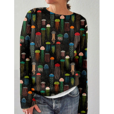Colorful Jellyfish Art Graphic Cozy Sweater