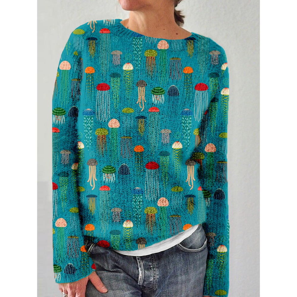 Colorful Jellyfish Art Graphic Cozy Sweater