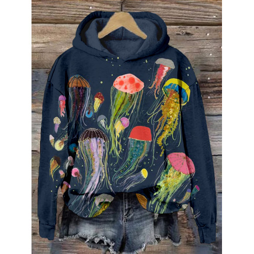 Colorful Jellyfish Art Pattern Print Comfy Hoodie