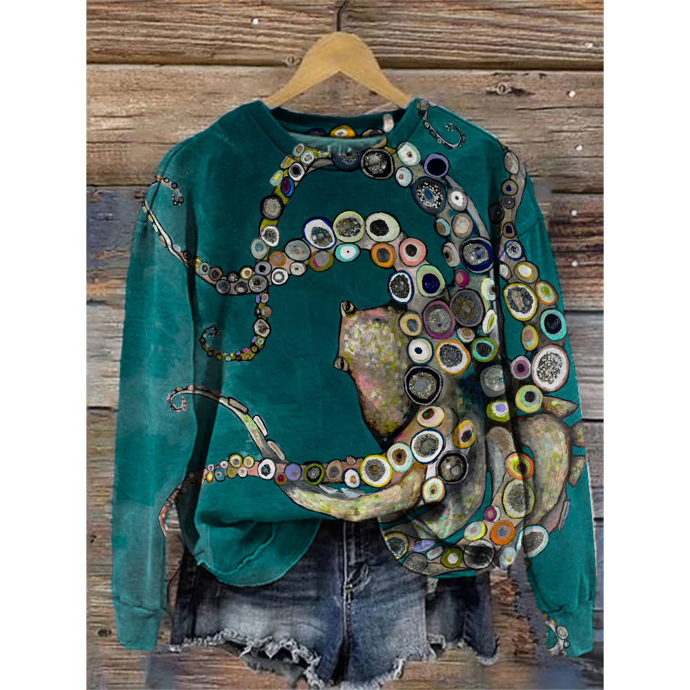 Colorful Octopus Oil Painting Sweatshirt