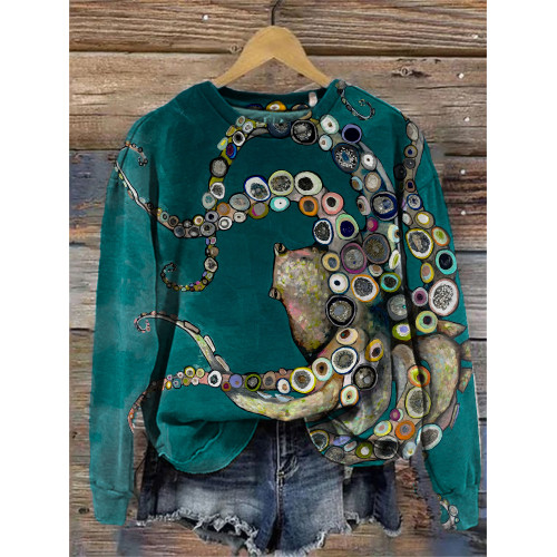 Colorful Octopus Oil Painting Sweatshirt