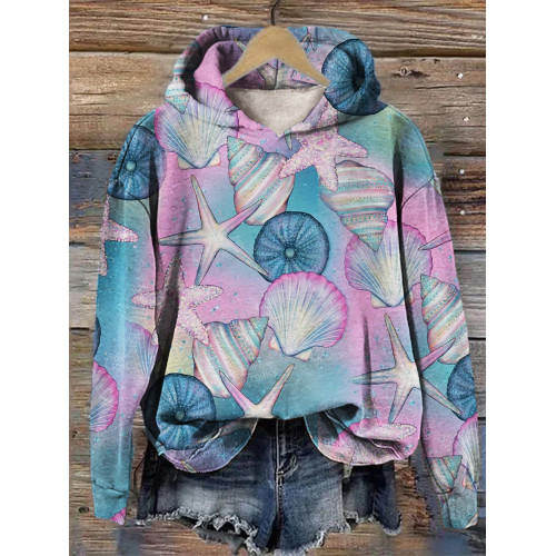 Dreamy Starfish & Shellfish Gradient Art Cozy Hoodie