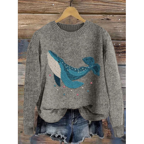 Dreamy Whale Knit Art Cozy Sweater
