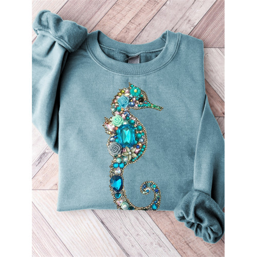 Elegant Seahorse Diamond Art Comfy Sweatshirt