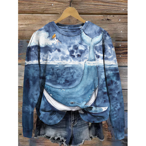 Fantasy Whale Art Comfy Sweatshirt